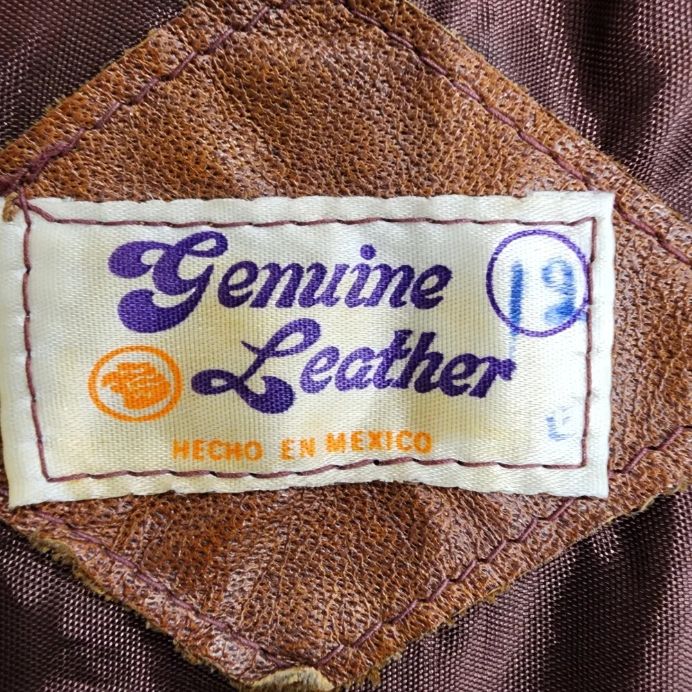 Vintage Leather Trench Coat Full Length 70s Genuine Cognac Leather size Medium - Picture 9 of 16